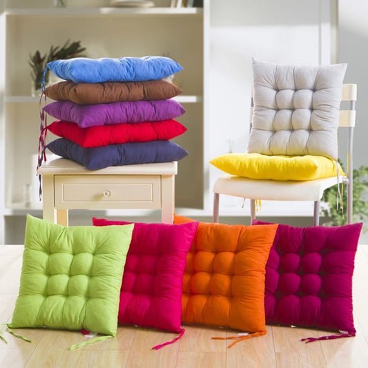 Handmade Velvet Chair Seat Pads Cushions Tufted with Ties - 16''x16'' | 3'' Thick (