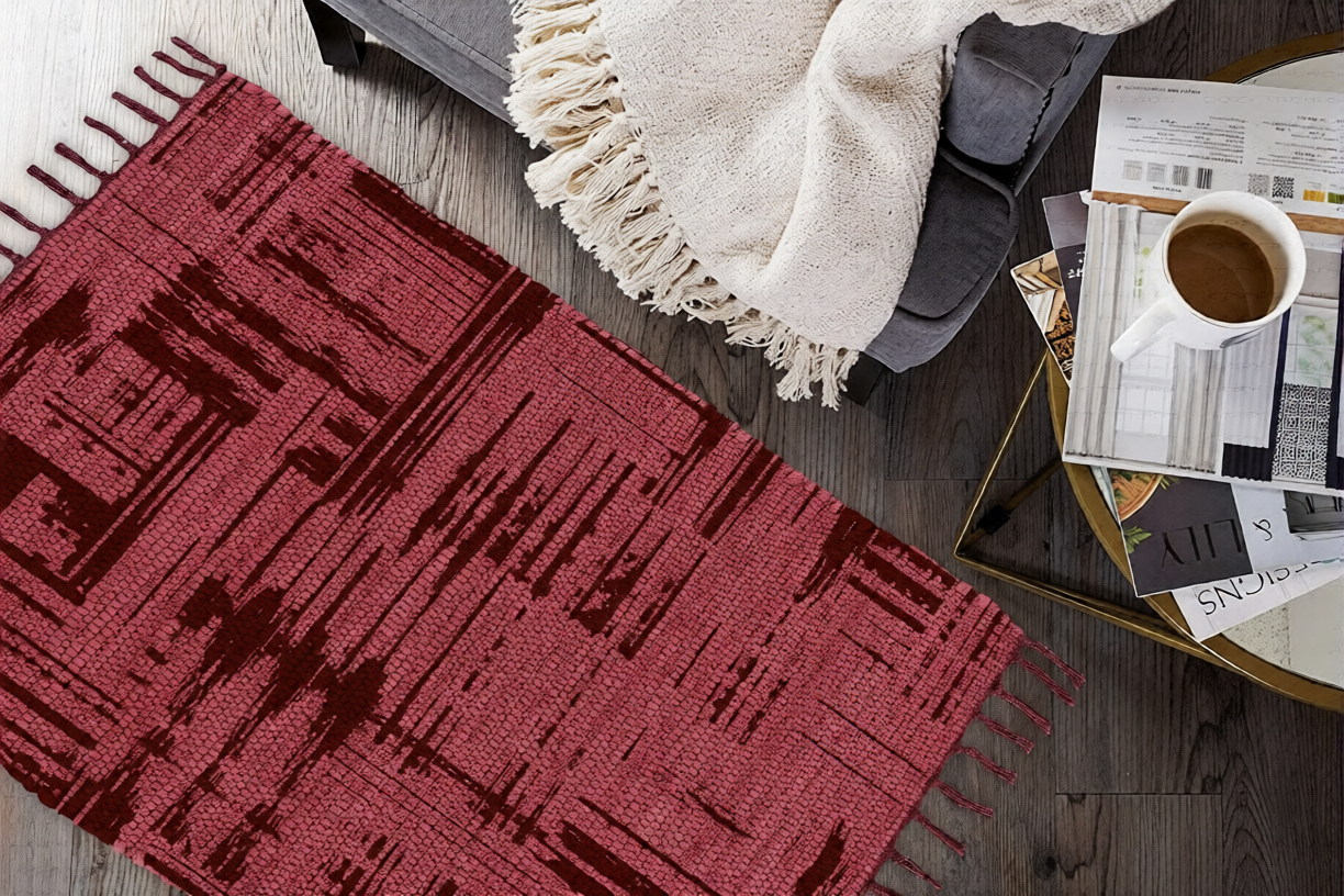 Cotton Printed Hand Woven Area Rug Rag for Hallway | Kitchen | Living Room - 24''x36'' | 2'x3'