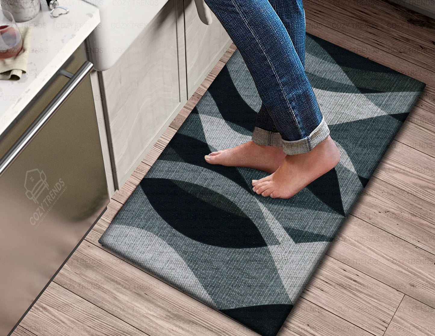 Kitchen Mat Rug Anti Fatigue Cushioned Standing Cotton Handwoven Doormat/Bathroom 18"x30"