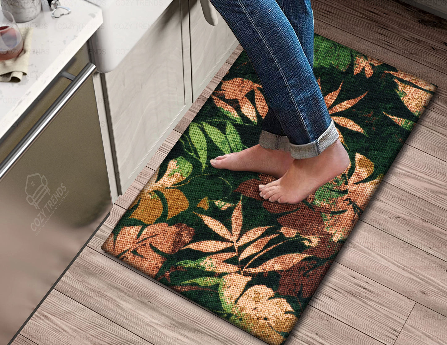 Kitchen Mat Rug Anti Fatigue Cushioned Standing Cotton Handwoven Doormat/Bathroom 18"x30"