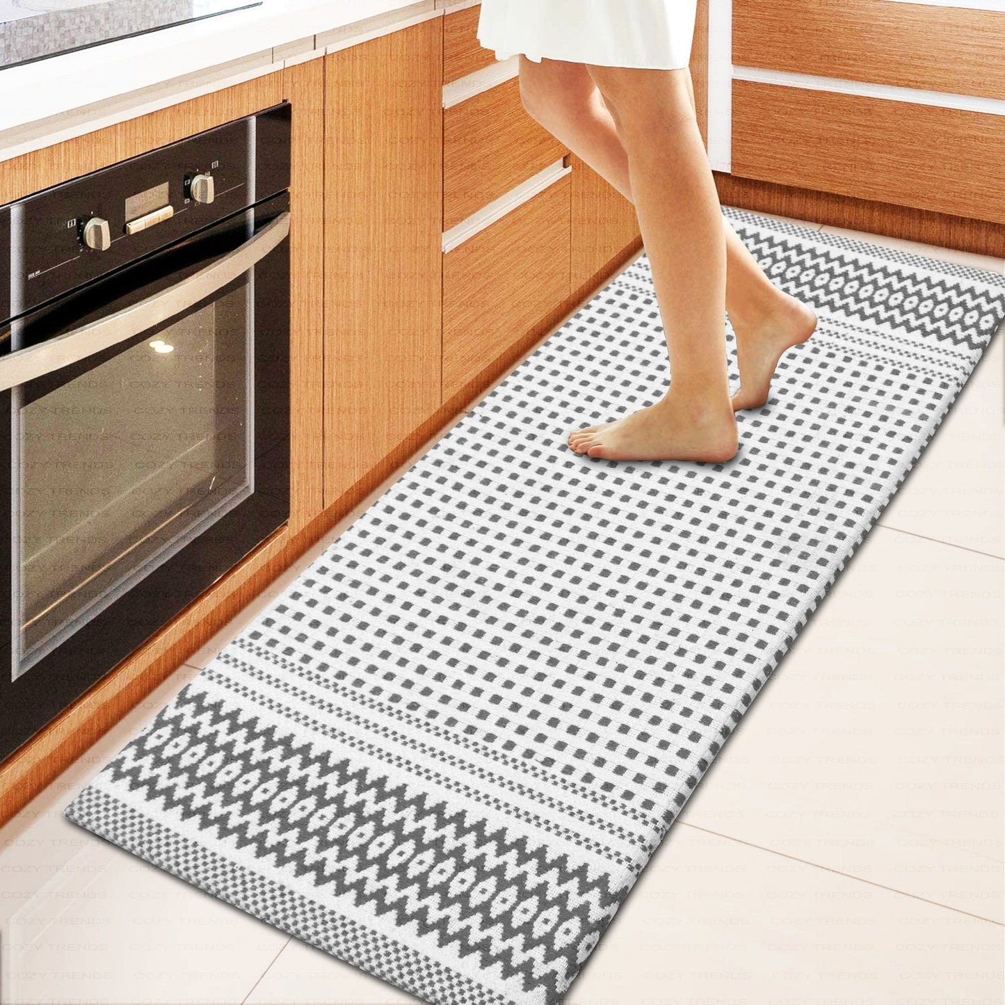 Anti-Fatigue Kitchen Mat Runner Cushioned Kitchen Rug, Waterproof Non-Slip Standing Kitchen Mats and Rugs Comfort Foam Rug Runner for Kitchen, Floor Home, Office, Sink, Laundry - 18x48''