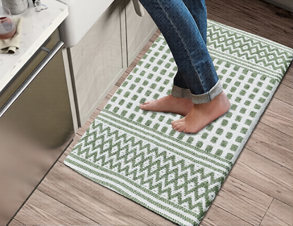 Luxurious Woven Cotton Cushioned Thiclk Kitchen Mat Rug - Anti-Fatigue, Anti-Skid - 18''x30''