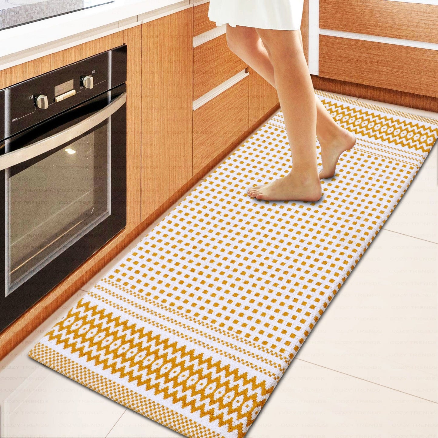 Anti-Fatigue Kitchen Mat Runner Cushioned Kitchen Rug, Waterproof Non-Slip Standing Kitchen Mats and Rugs Comfort Foam Rug Runner for Kitchen, Floor Home, Office, Sink, Laundry - 18x48''