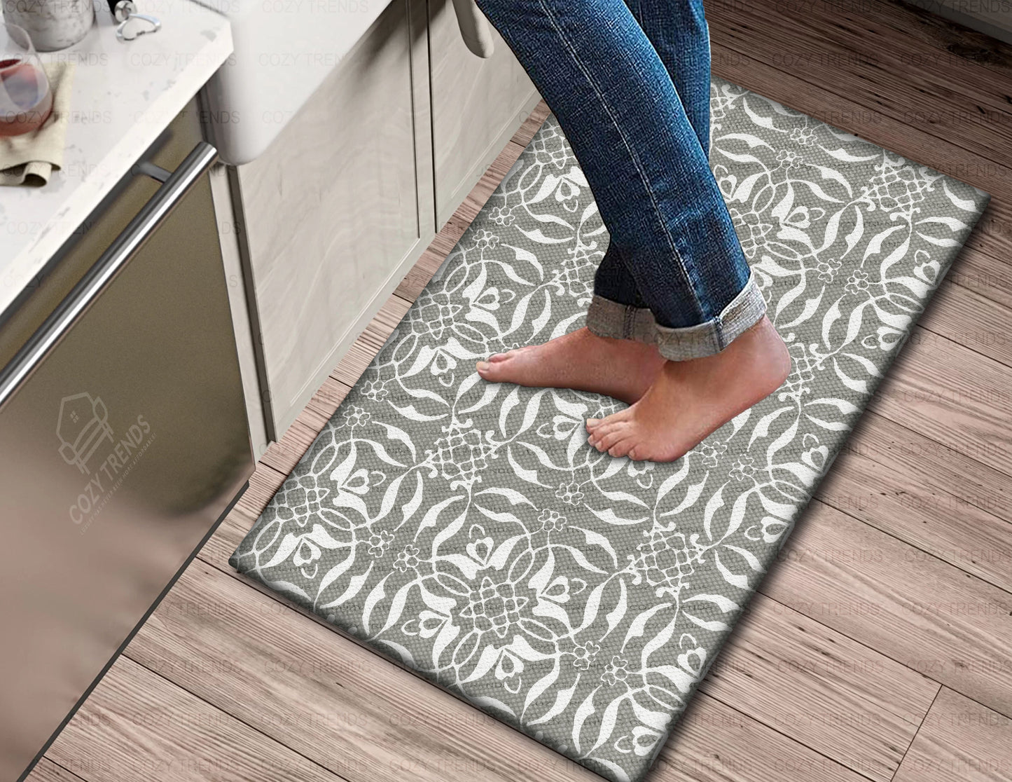 Kitchen Mat Rug Anti Fatigue Cushioned Standing Cotton Handwoven Doormat/Bathroom 18"x30"
