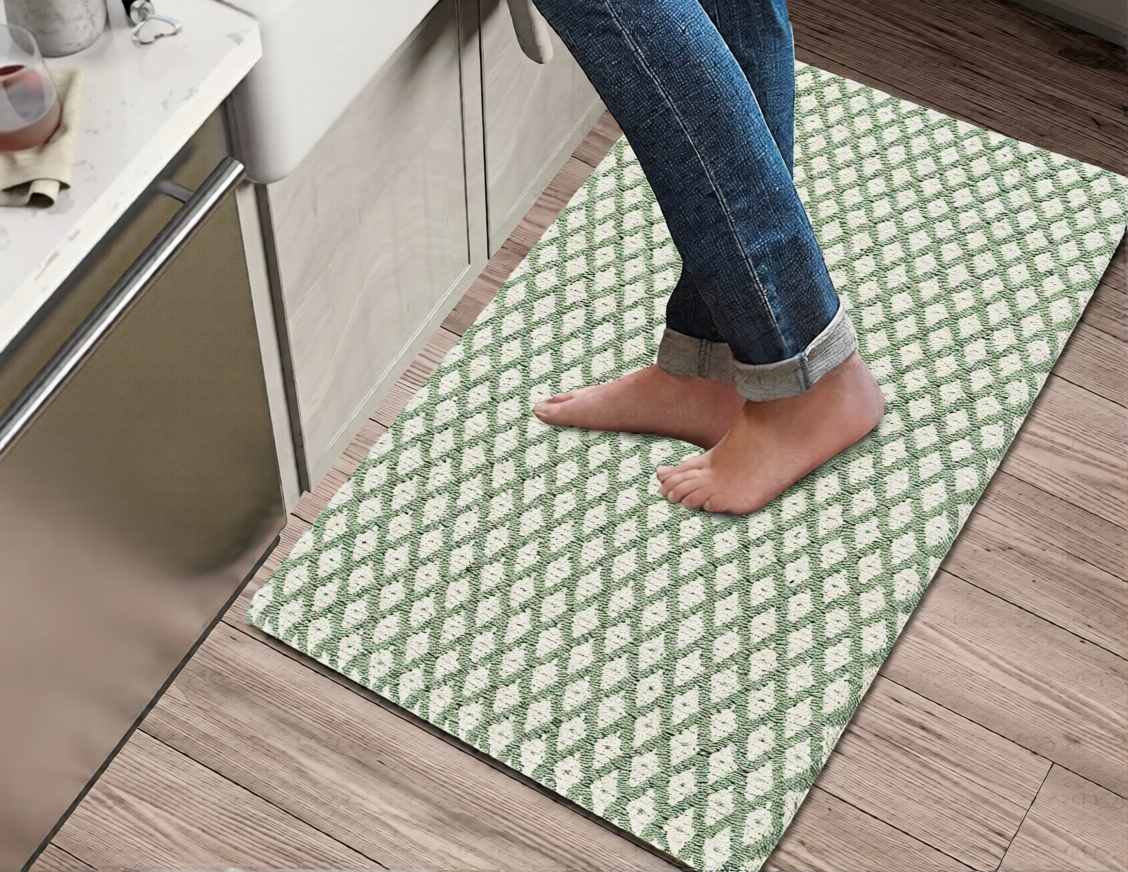 Luxurious Woven Cotton Cushioned Thiclk Kitchen Mat Rug - Anti-Fatigue, Anti-Skid - 18''x30''
