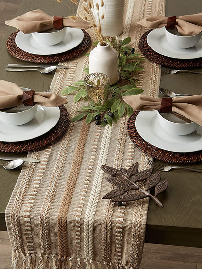 Farmhouse Braided Table Runner, 15x72 Cotton Hand Woven