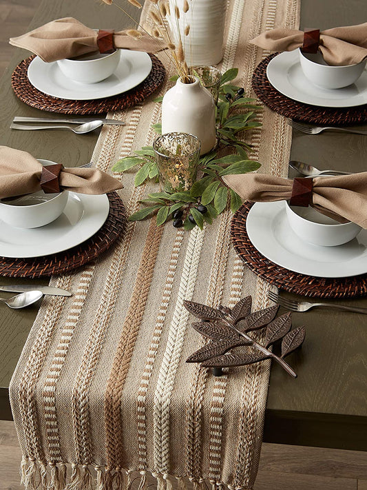 Farmhouse Braided Table Runner, 15x72 Cotton Hand Woven