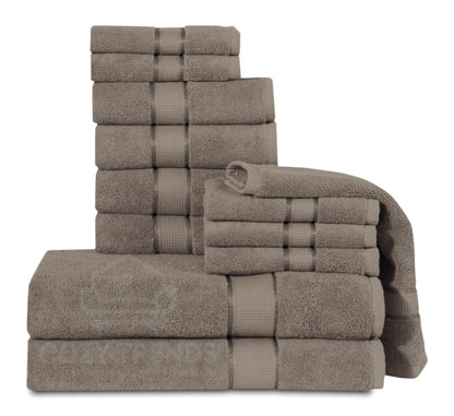 100% Ringspun Cotton Absorbent 600 GSM 12PC Bathroom Towel Set