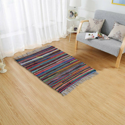 100% Cotton Rag Rug 24x36 - Multicolor Chindi Rug - Hand Woven & Reversible for Living Room Kitchen Entryway Rug