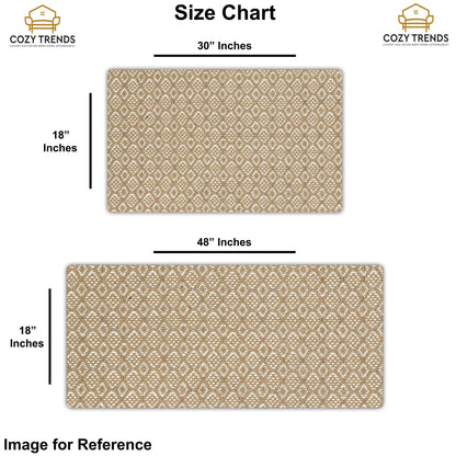 Hand Woven Kitchen Bath Mats [2 PCS] Cushioned Cotton Anti-Fatigue Rug, Waterproof Non-Slip Kitchen Mats and Rugs - Office, Sink, Laundry