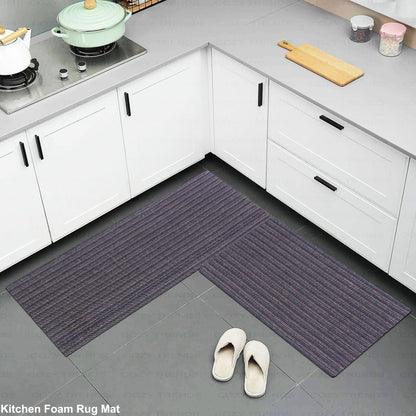 Hand Woven Kitchen Bath Mats [2 PCS] Cushioned Cotton Anti-Fatigue Rug, Waterproof Non-Slip Kitchen Mats and Rugs - Office, Sink, Laundry