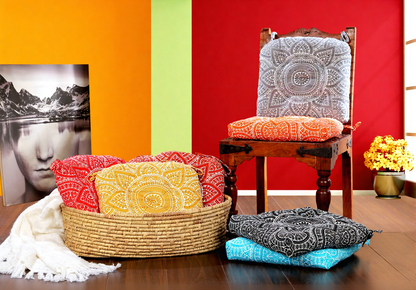 U-shape Hand Made Cotton Cushion 16''x16'', Cushions for chair, chair cushion, pad with ties